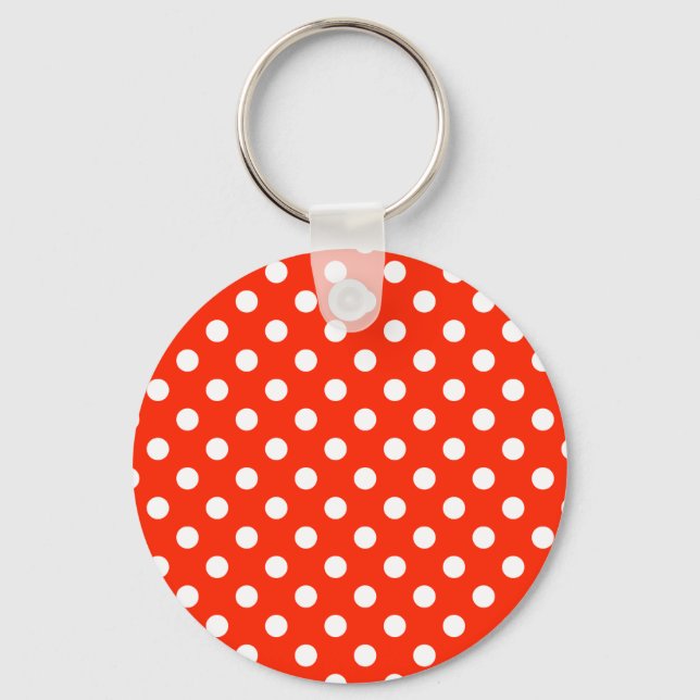 Chaveiro Bolinhas grandes - Branco no escarlet (Frente)