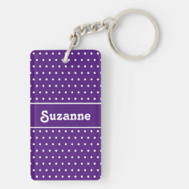 Chaveiro Bolinhas Retro de Nome Bastante Roxo Real e Branco