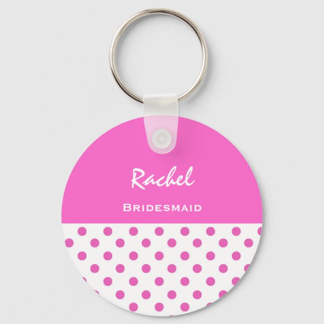 Chaveiro Bolinhas Rosa Bridesmaid KC03 (Frente)