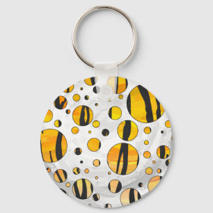 Chaveiro Bolinhas Tigre Preto e Laranja