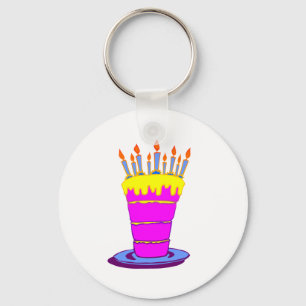 Chaveiro Bolo-de-Aniversário Rosa Gigante