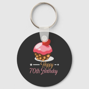 Chaveiro Bolo de chocolate com 70 de aniversário decorativ