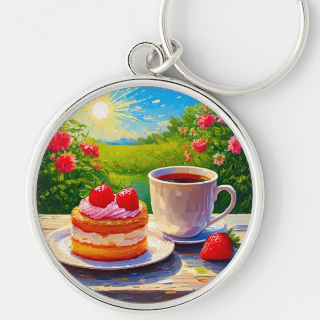 Chaveiro Bolo de morango e café (Frente)