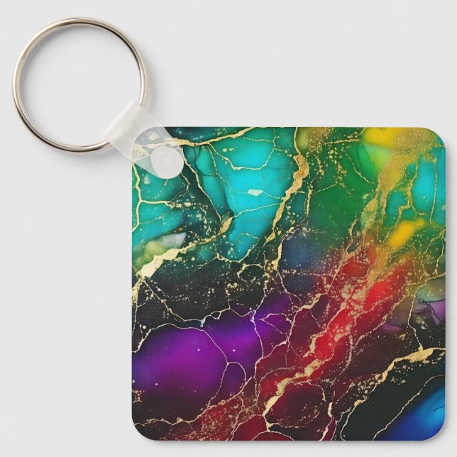 Chaveiro Bolsa de Tinta de Álcool das Cores do Arco-Íris (Frente)
