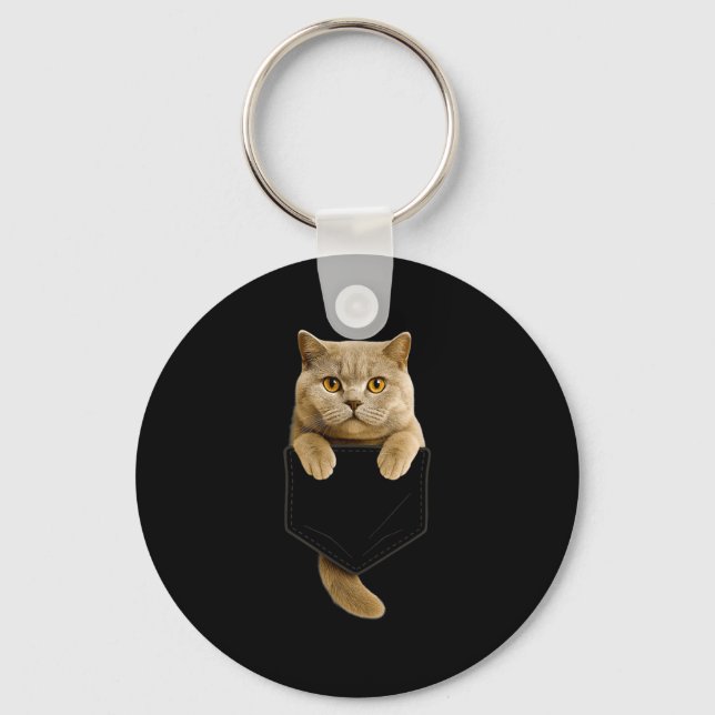 Chaveiro Bolso de Gato de Cabeça-de-Obra Britânico Gpresent (Frente)