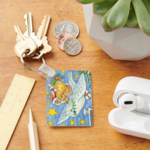 Chaveiro Bom Natal com Rabbit como Papai Noel na Coruja