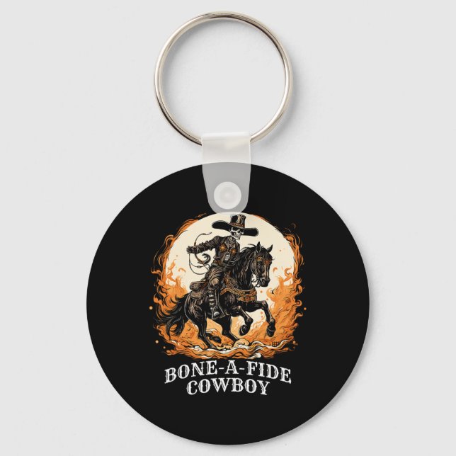 Chaveiro Bone-a-fide Halloween Cowboy Spooky Skeleton Rodeo (Frente)