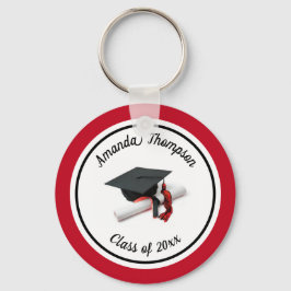 Chaveiro Boné de formatura preto e vermelho e Tassel