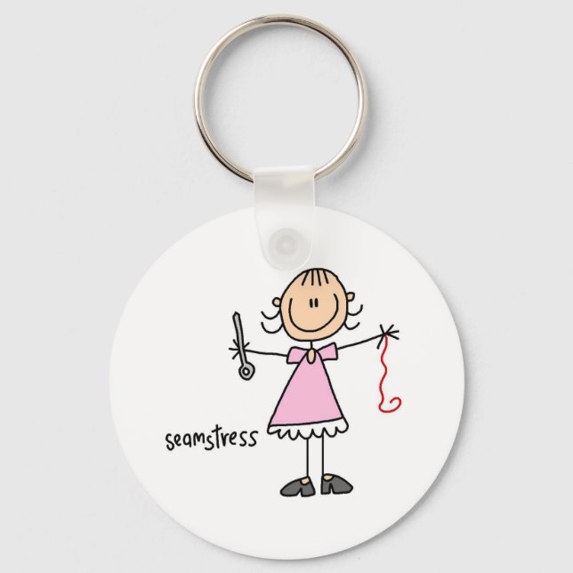 Chaveiro Boneca de Costureira em Stick Figure (Frente)