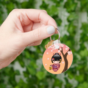 Chaveiro Boneca de Sakura Kokeshi - menina de gueixa no