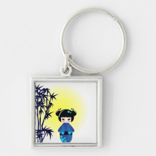 Chaveiro Boneca e bambu de Kokeshi