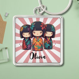 Chaveiro Bonecas Kokeshi Japonesas Fofas