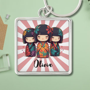 Chaveiro Bonecas Kokeshi Japonesas Fofas