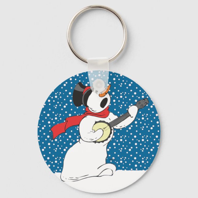 Chaveiro Boneco de Neve com Banjo (Frente)