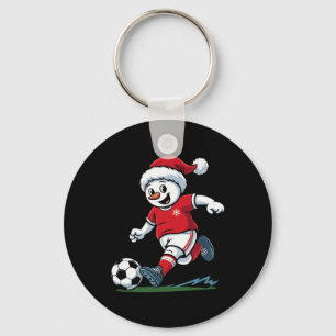 Chaveiro Boneco de Neve de Natal Jogando Futebol Jogador Di