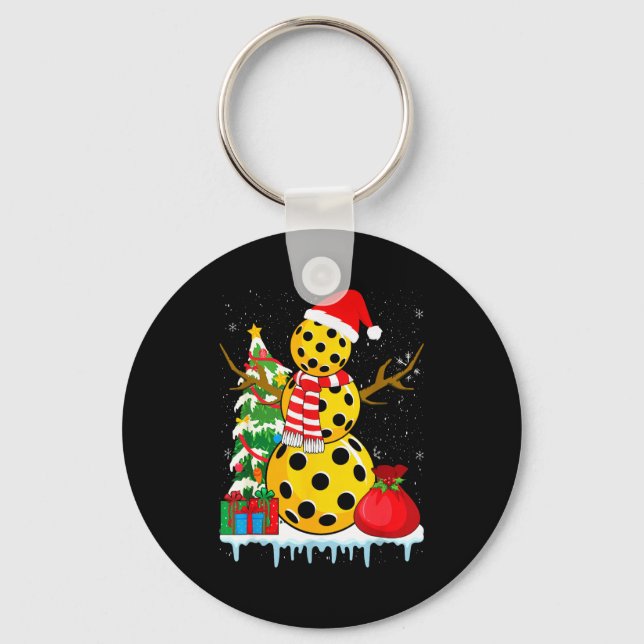 Chaveiro Boneco de neve de pickleball - Natal engraçado de  (Frente)