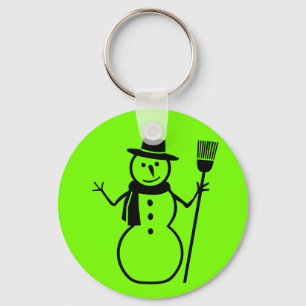 Chaveiro boneco de neve em verde fluorescente