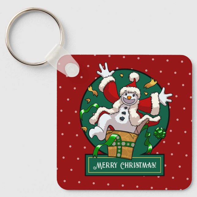 Chaveiro Boneco de Neve Engraçado Surpresa de Natal Animado (Frente)