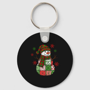 Chaveiro Boneco de Neve Patchwork, Natal Divertido Retrô