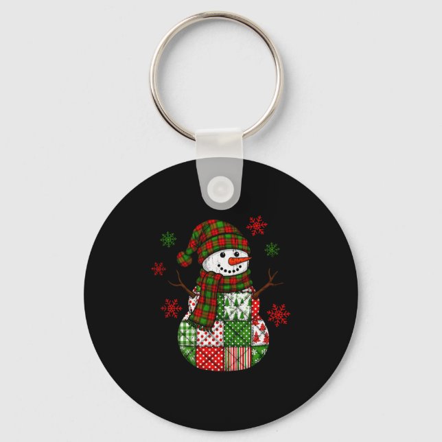 Chaveiro Boneco de Neve Patchwork, Natal Divertido Retrô (Frente)