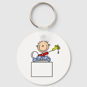 Chaveiro Boneco de Palito Lavando Louça