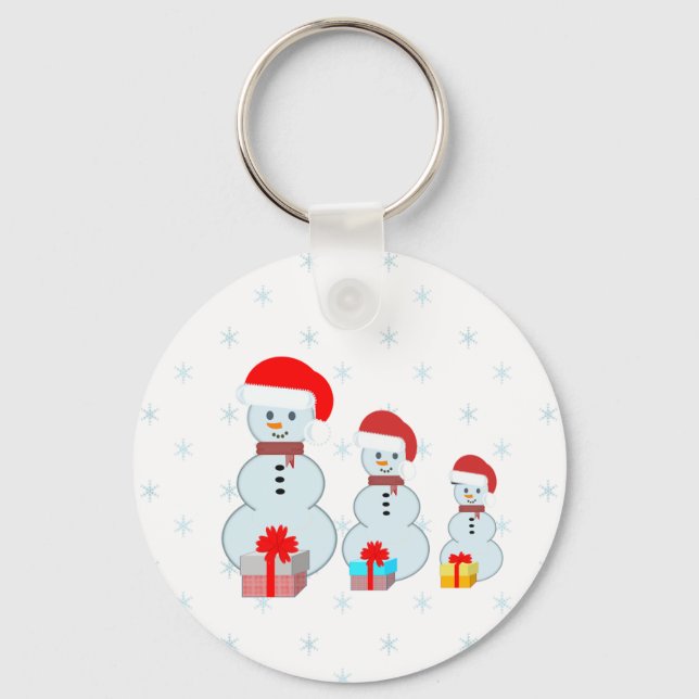 Chaveiro Bonecos de neve e flocos de neve de Natal (Frente)