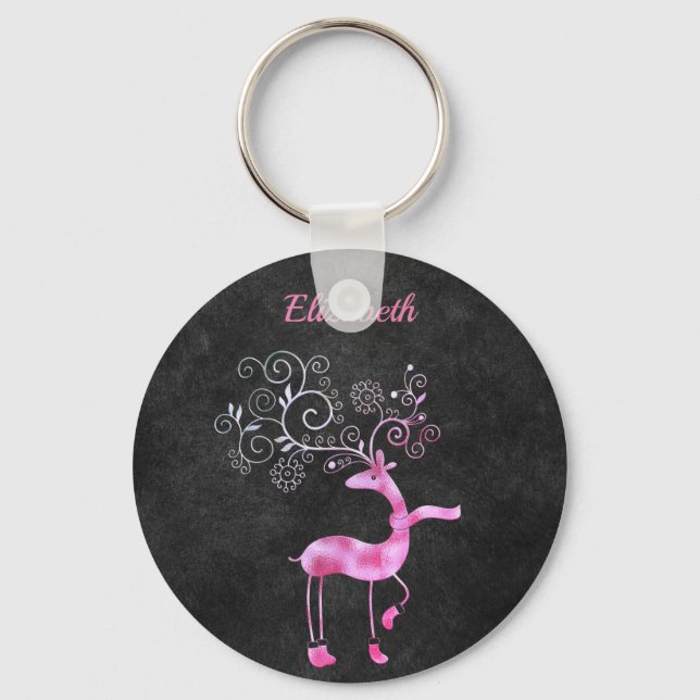 Chaveiro Bonita, Ameaçadora, Rebelde de Natal Rosa (Frente)