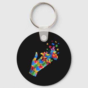 Chaveiro Bonita Mão E Quebra-cabeça De Borboleta Autismo