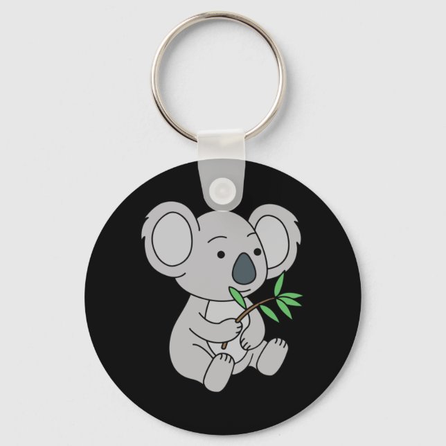 Chaveiro Bonito Bebê Koala Com Folhas De Eucalyptus (Frente)