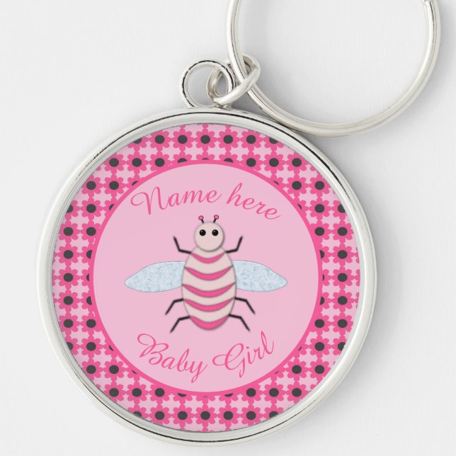 Chaveiro Bonito Bebê Rosa Personalizada (Frente)