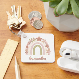 Chaveiro Bonito Boho Floral Rainbow Personalizado