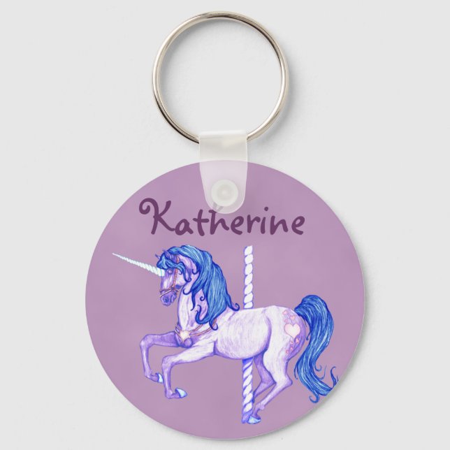Chaveiro Bonito Carrossel Unicorn Art (Frente)