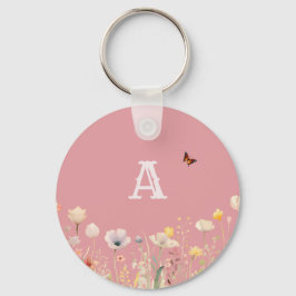 Chaveiro Bonito Cores Aquarelas Flores e Monograma