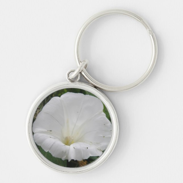 Chaveiro bonito de Flor Convolúvel Branco (Frente)