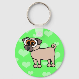 Chaveiro bonito do Pug - verde