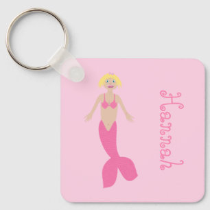 Chaveiro Bonito fantasia rosa Sereia Nome Personalizado