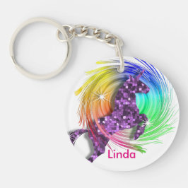 Chaveiro Bonito Fantasy Rainbow Unicorn Personalizado