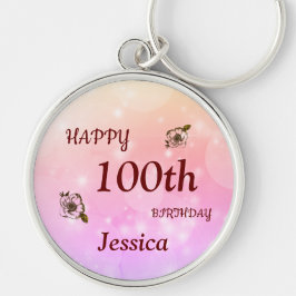 Chaveiro Bonito Feliz 100º Aniversário Personalizado