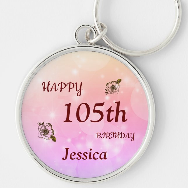Chaveiro Bonito Feliz 105.º Aniversário Personalizado (Frente)