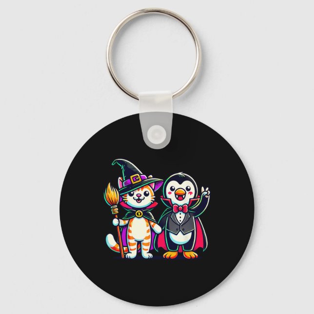 Chaveiro Bonito Halloween Kids Pinguin Vampiro Cat Witn Fun (Frente)