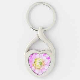 Chaveiro Bonito rosa, branco e amarelo Cactus Dahlia Macro