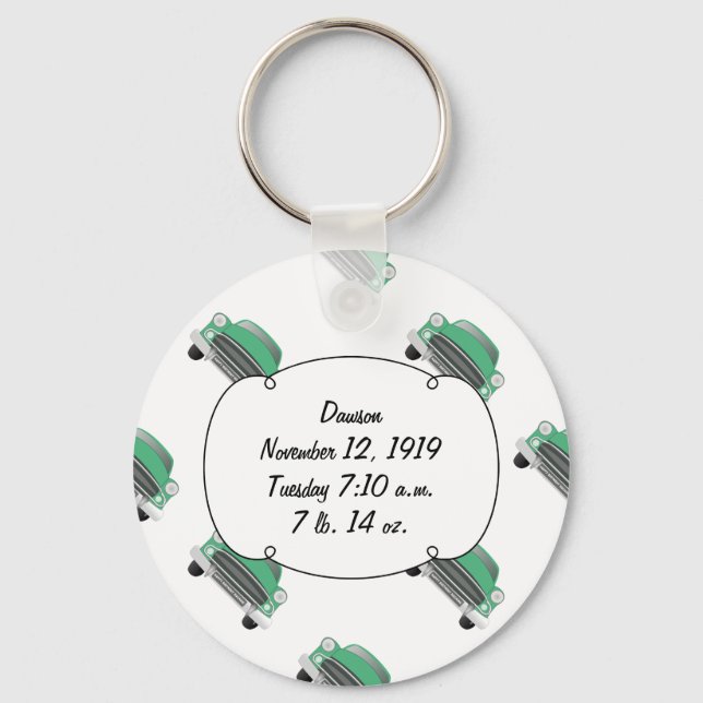 Chaveiro Bonitos presentes de bebê de carro retrô verde (Frente)