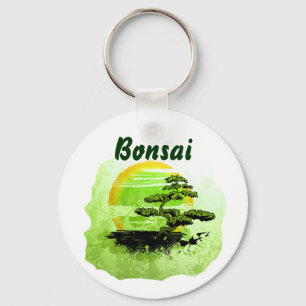 Chaveiro Bonsai Vintage Graphic , Versão Verde com texto