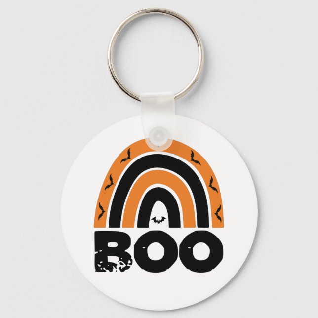 Chaveiro Boo com Bats Voadores e Arco-íris (Frente)