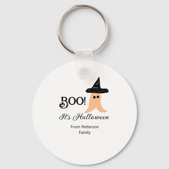 Chaveiro Boo é Halloween do nome da família, fantasma laran (Frente)
