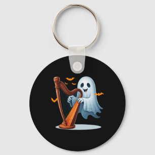 Chaveiro Boo Ghost Jogando Harp Halloween Instrumen Musical
