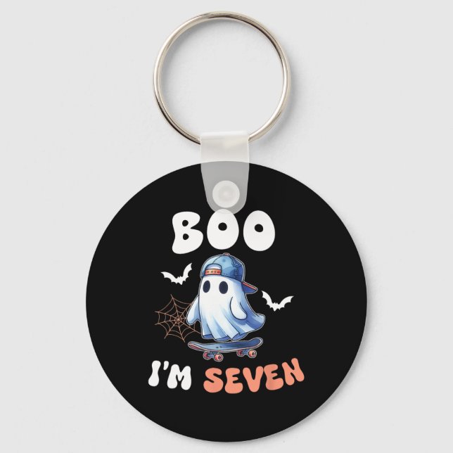 Chaveiro Boo, sou Sete Ghost Skateboard 7 Birthday Hallow (Frente)