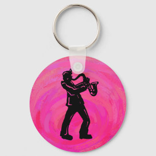 Chaveiro Boogie Noites Saxofone Rosa Quente