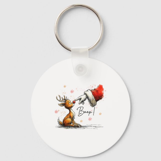 Chaveiro Boop Funny Santa Farmer Reindeer Cute Christmas Ho (Frente)