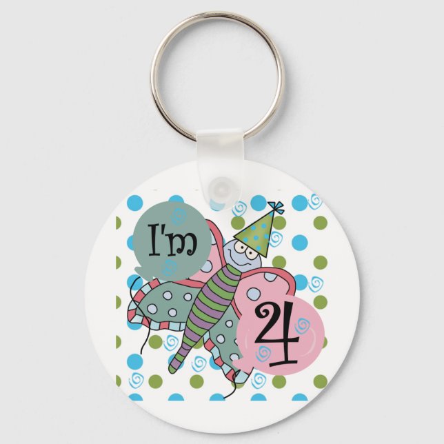 Chaveiro Borboleta 4º Aniversário Camisetas e presentes (Frente)